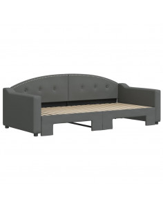 Divano Letto con Letto Estraibile Grigio Scuro 90x190cm Tessuto 2