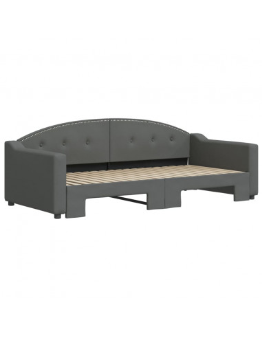 Divano Letto con Letto Estraibile Grigio Scuro 90x190cm Tessuto