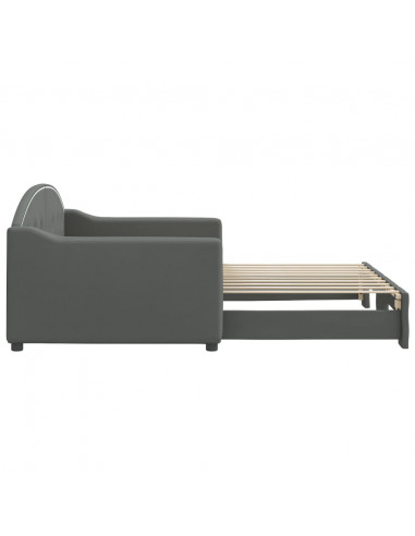 Divano Letto con Letto Estraibile Grigio Scuro 90x190cm Tessuto
