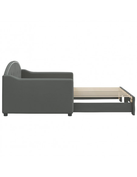 Divano Letto con Letto Estraibile Grigio Scuro 90x190cm Tessuto