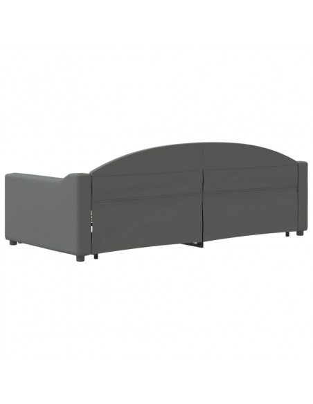 Divano Letto con Letto Estraibile Grigio Scuro 90x190cm Tessuto