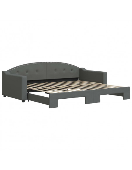 Divano Letto con Letto Estraibile Grigio Scuro 90x200cm Tessuto