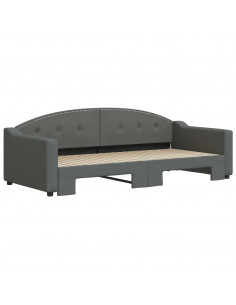 Divano Letto con Letto Estraibile Grigio Scuro 90x200cm Tessuto 2