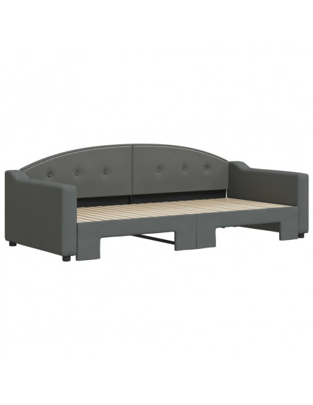 Divano Letto con Letto Estraibile Grigio Scuro 90x200cm Tessuto