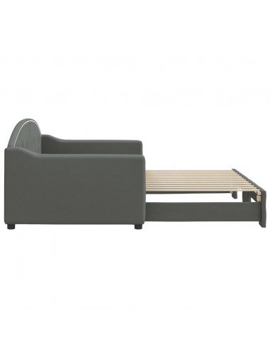 Divano Letto con Letto Estraibile Grigio Scuro 90x200cm Tessuto