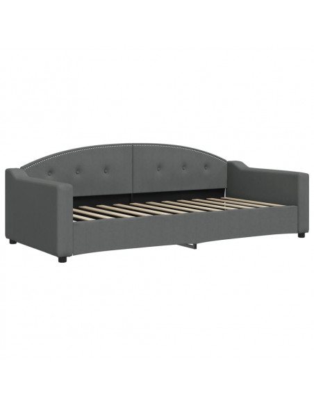 Divano Letto con Letto Estraibile Grigio Scuro 90x200cm Tessuto