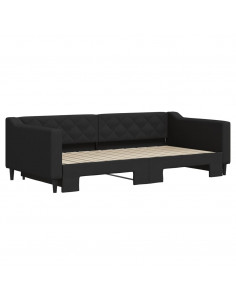 Divano Letto con Letto Estraibile Nero 100x200 cm in Tessuto 2
