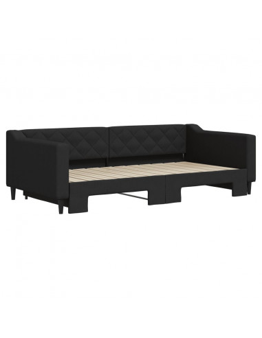 Divano Letto con Letto Estraibile Nero 100x200 cm in Tessuto