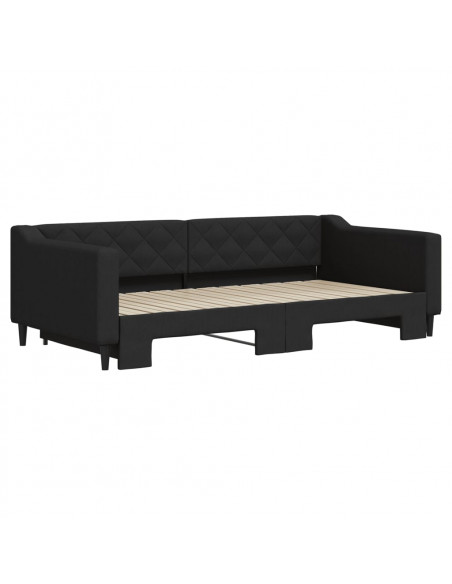 Divano Letto con Letto Estraibile Nero 100x200 cm in Tessuto