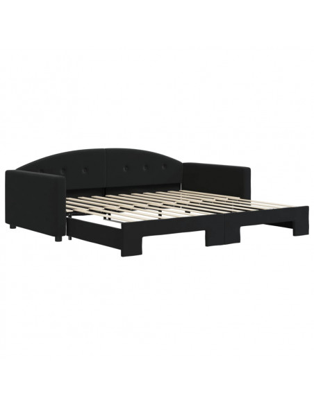Divano Letto con Letto Estraibile Nero 100x200 cm in Velluto