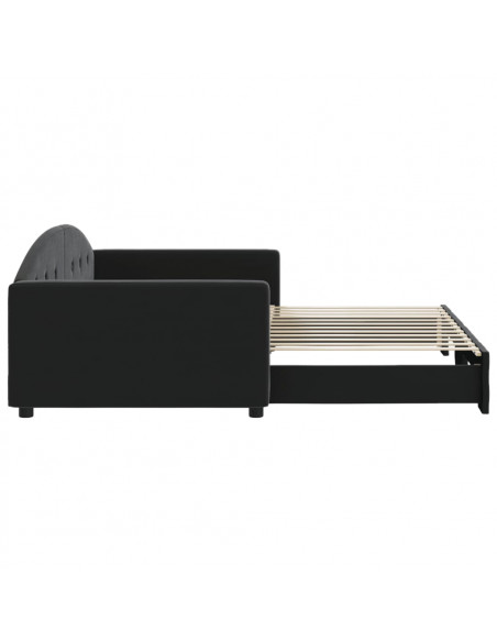Divano Letto con Letto Estraibile Nero 100x200 cm in Velluto