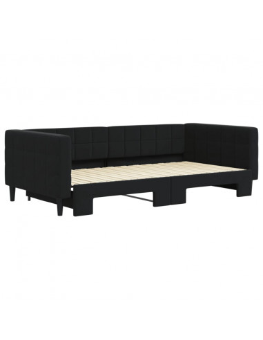 Divano Letto con Letto Estraibile Nero 100x200 cm in Velluto