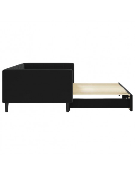 Divano Letto con Letto Estraibile Nero 100x200 cm in Velluto