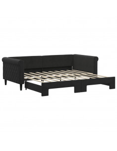 Divano Letto con Letto Estraibile Nero 90x190 cm in Velluto