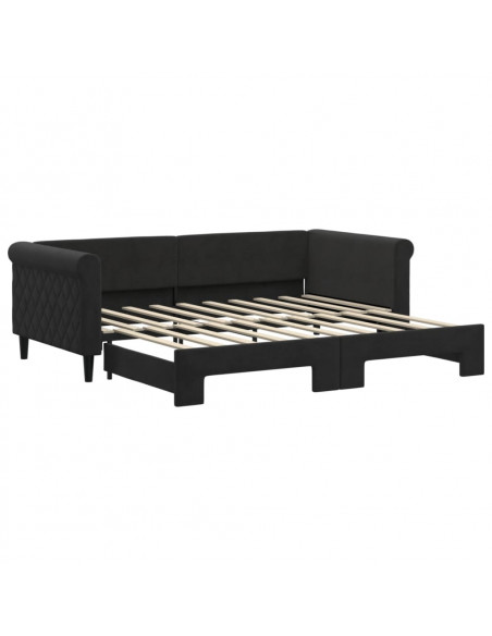 Divano Letto con Letto Estraibile Nero 90x190 cm in Velluto