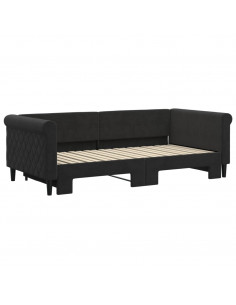 Divano Letto con Letto Estraibile Nero 90x190 cm in Velluto 2