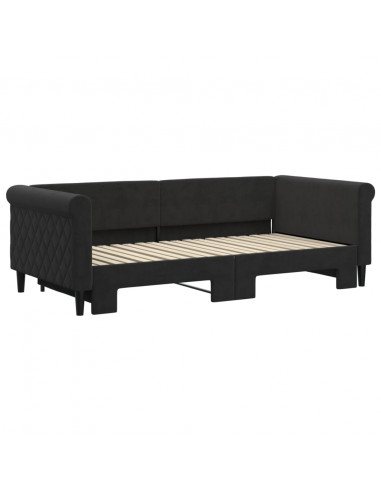 Divano Letto con Letto Estraibile Nero 90x190 cm in Velluto