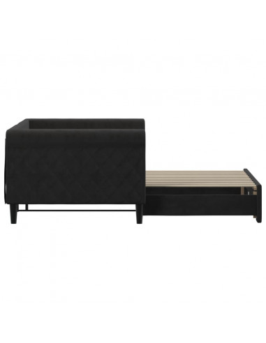 Divano Letto con Letto Estraibile Nero 90x190 cm in Velluto
