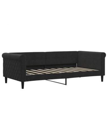 Divano Letto con Letto Estraibile Nero 90x190 cm in Velluto