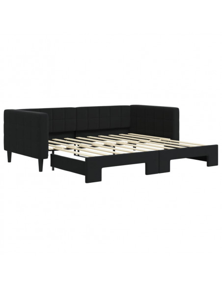 Divano Letto con Letto Estraibile Nero 90x190 cm in Velluto