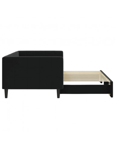 Divano Letto con Letto Estraibile Nero 90x190 cm in Velluto