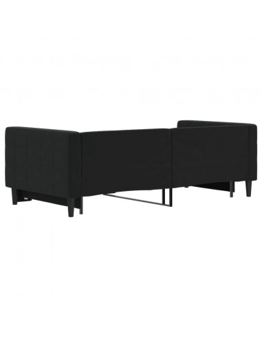 Divano Letto con Letto Estraibile Nero 90x190 cm in Velluto