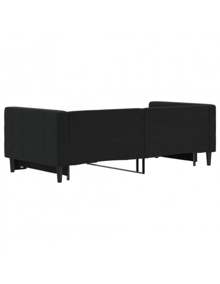 Divano Letto con Letto Estraibile Nero 90x190 cm in Velluto