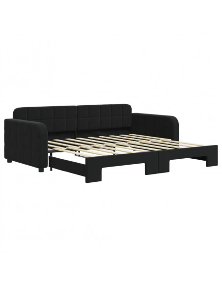 Divano Letto con Letto Estraibile Nero 90x190 cm in Velluto