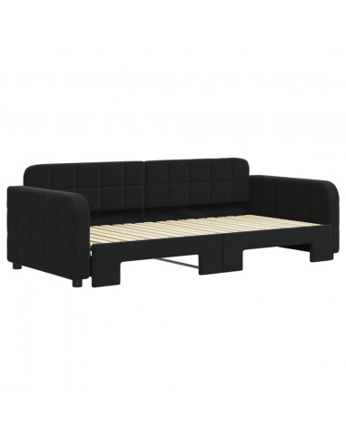 Divano Letto con Letto Estraibile Nero 90x190 cm in Velluto