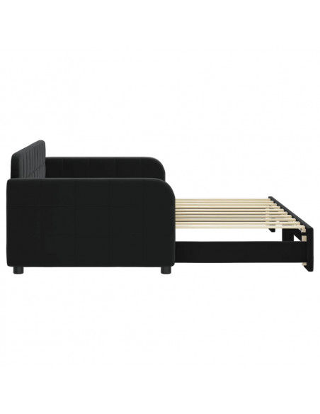 Divano Letto con Letto Estraibile Nero 90x190 cm in Velluto