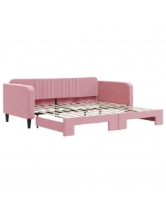 Divano Letto con Letto Estraibile Rosa 100x200 cm in Velluto