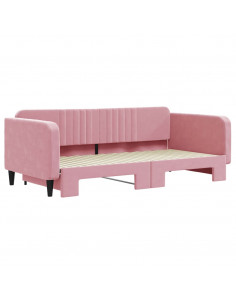 Divano Letto con Letto Estraibile Rosa 100x200 cm in Velluto 2