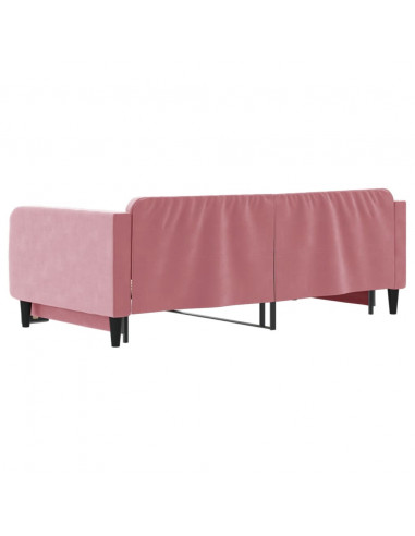 Divano Letto con Letto Estraibile Rosa 100x200 cm in Velluto