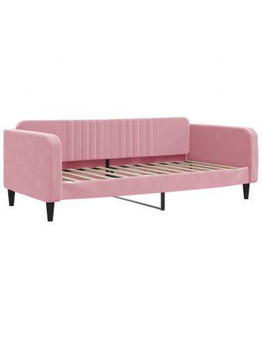 Divano Letto con Letto Estraibile Rosa 100x200 cm in Velluto