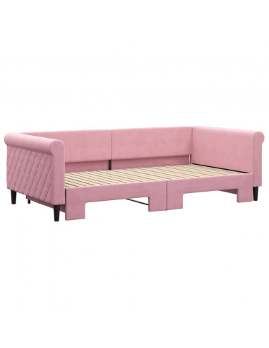 Divano Letto con Letto Estraibile Rosa 100x200 cm in Velluto