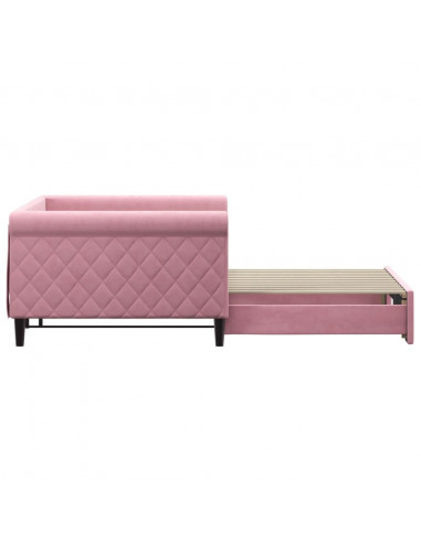Divano Letto con Letto Estraibile Rosa 100x200 cm in Velluto