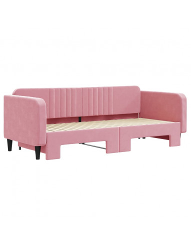 Divano Letto con Letto Estraibile Rosa 90x200 cm in Velluto