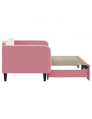 Divano Letto con Letto Estraibile Rosa 90x200 cm in Velluto