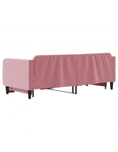 Divano Letto con Letto Estraibile Rosa 90x200 cm in Velluto
