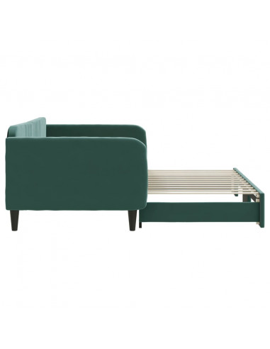 Divano Letto con Letto Estraibile Verde Scuro 100x200cm Velluto