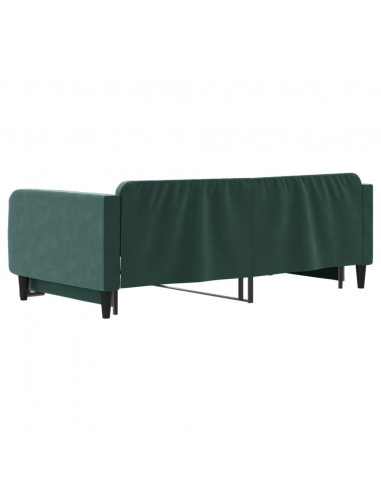 Divano Letto con Letto Estraibile Verde Scuro 100x200cm Velluto