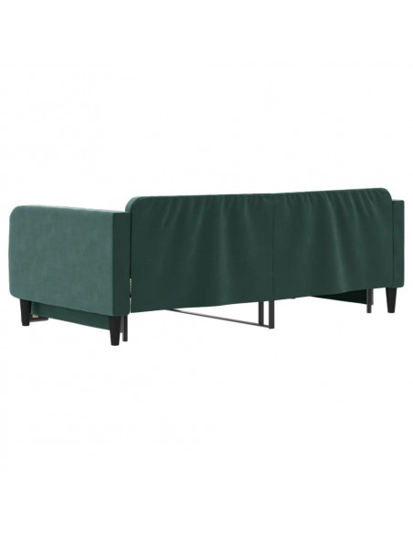 Divano Letto con Letto Estraibile Verde Scuro 100x200cm Velluto