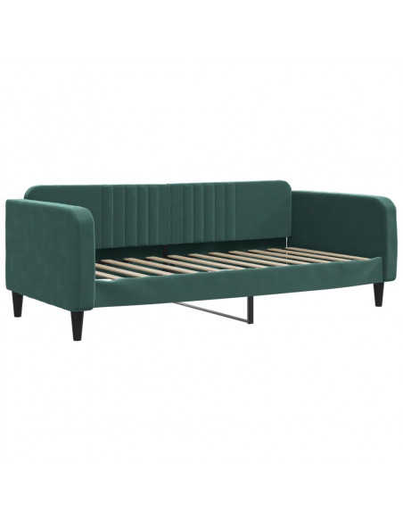 Divano Letto con Letto Estraibile Verde Scuro 100x200cm Velluto