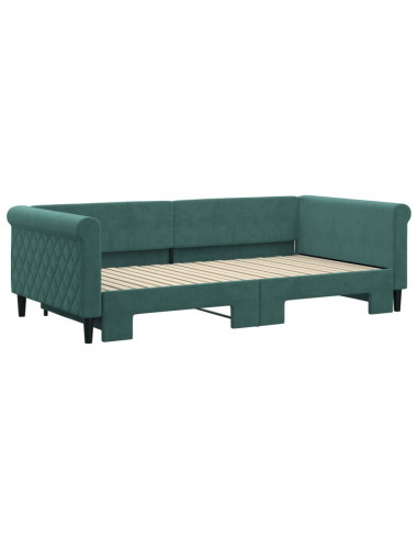 Divano Letto con Letto Estraibile Verde Scuro 100x200cm Velluto