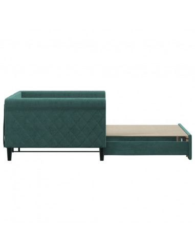 Divano Letto con Letto Estraibile Verde Scuro 100x200cm Velluto