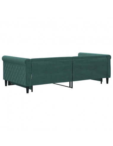 Divano Letto con Letto Estraibile Verde Scuro 100x200cm Velluto