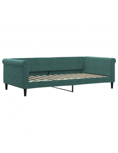Divano Letto con Letto Estraibile Verde Scuro 100x200cm Velluto