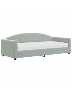Divano Letto con Materasso Grigio Chiaro 90x190 cm in Velluto
