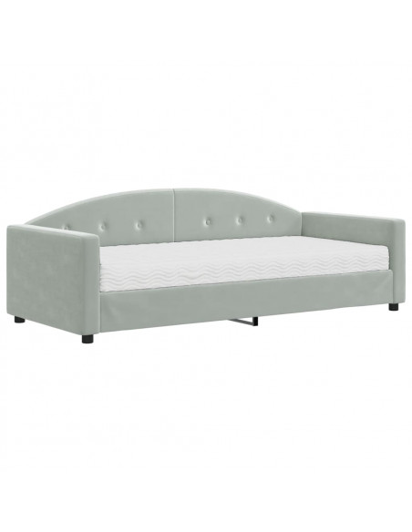 Divano Letto con Materasso Grigio Chiaro 90x190 cm in Velluto