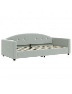 Divano Letto con Materasso Grigio Chiaro 90x190 cm in Velluto 2